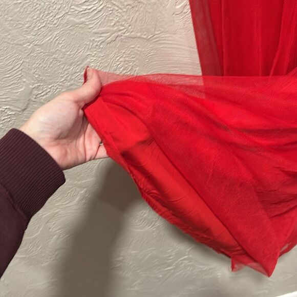 Lulus Queen Behavior Strapless Ruched Red Tulle Maxi Dress Size Small NWT - Picture 2 of 8